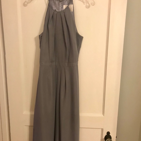 Dove and Dahlia Long, Slate Grey Bridesmaid Dress - Picture 4 of 5
